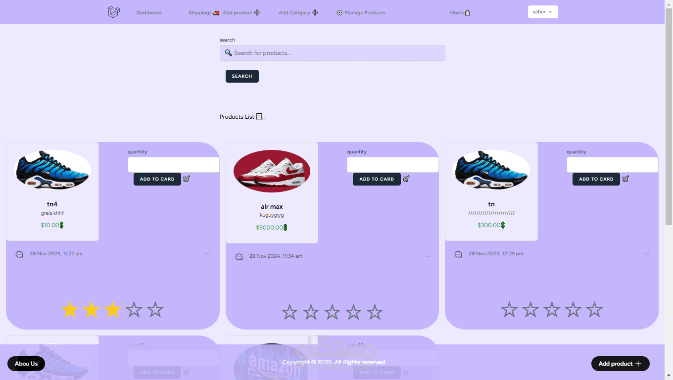 larravel ecommerce web site