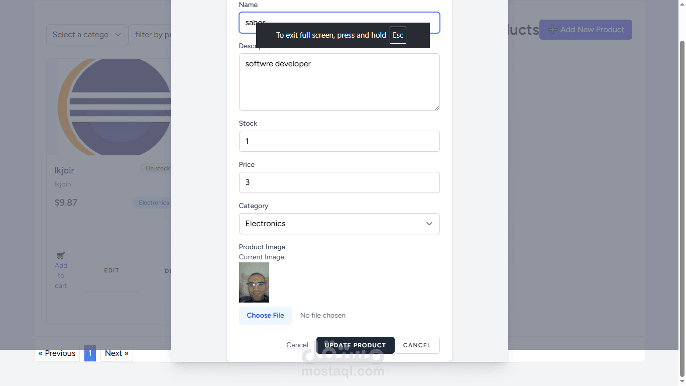 laravel /react ecommerce web site