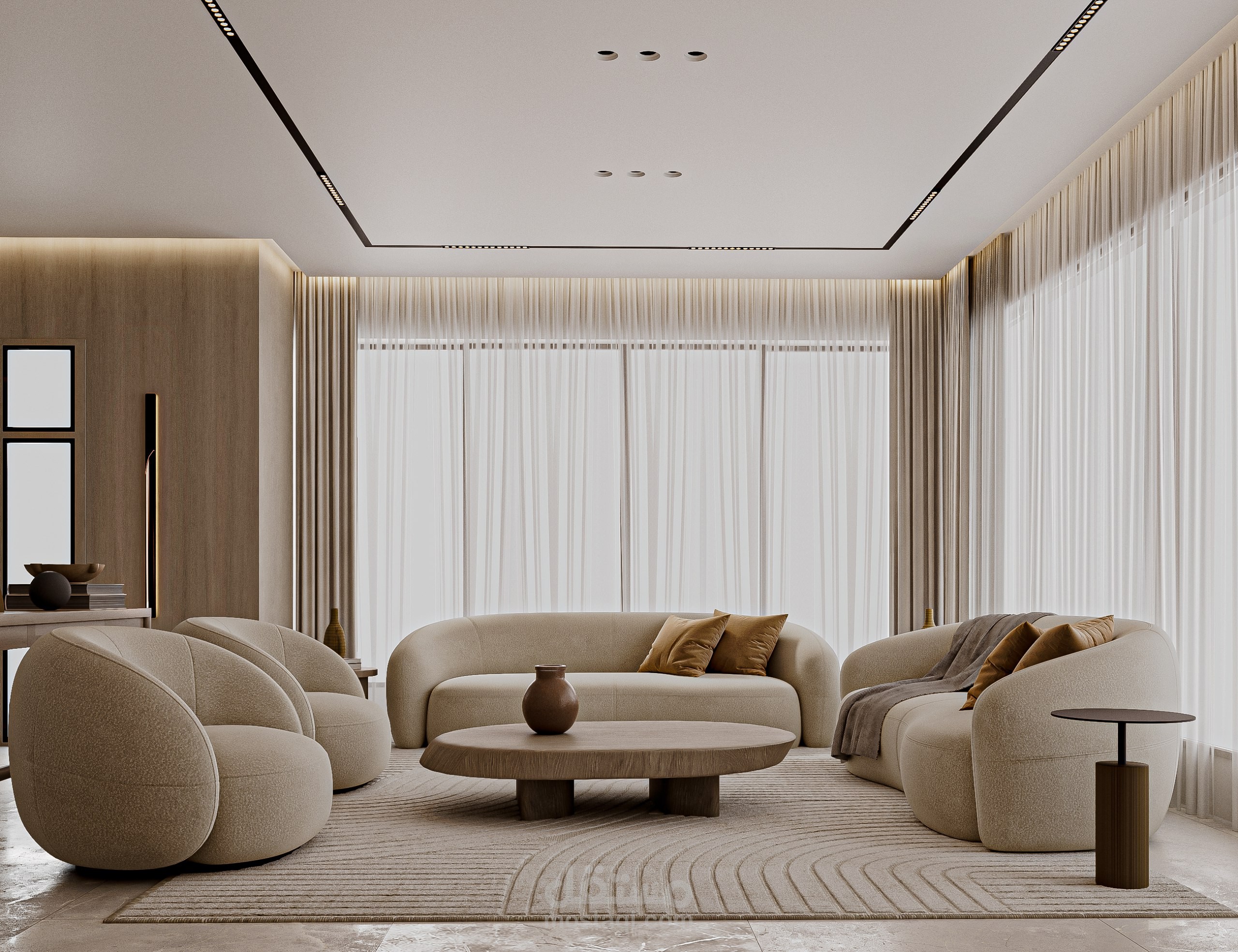 تصميم غرفة معيشة و استقبال باسلوب Minimal