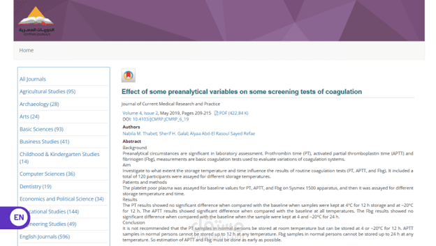 Effect of some preanalytical variables on some screening tests of coagulation