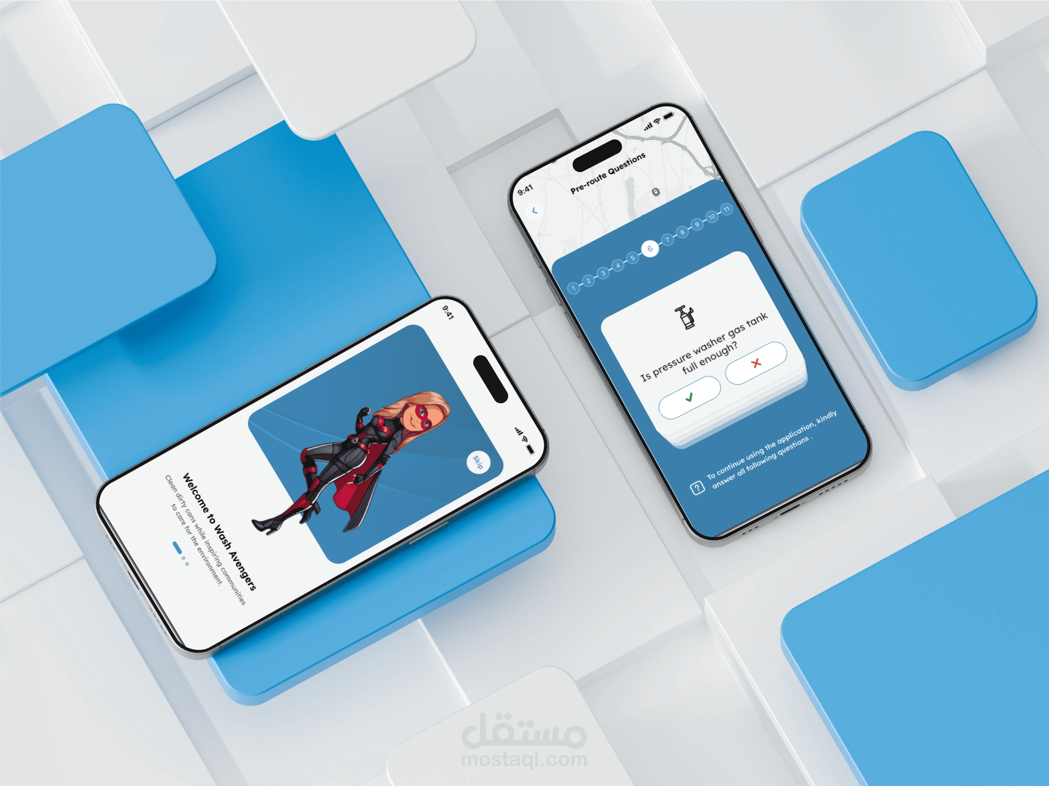 إعادة تصميم وهيكلة تطبيق wash avanger