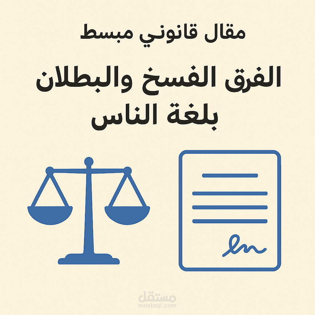 الفرق بين الفسخ والبطلان: شرح قانوني مبسّط بلغة الناس