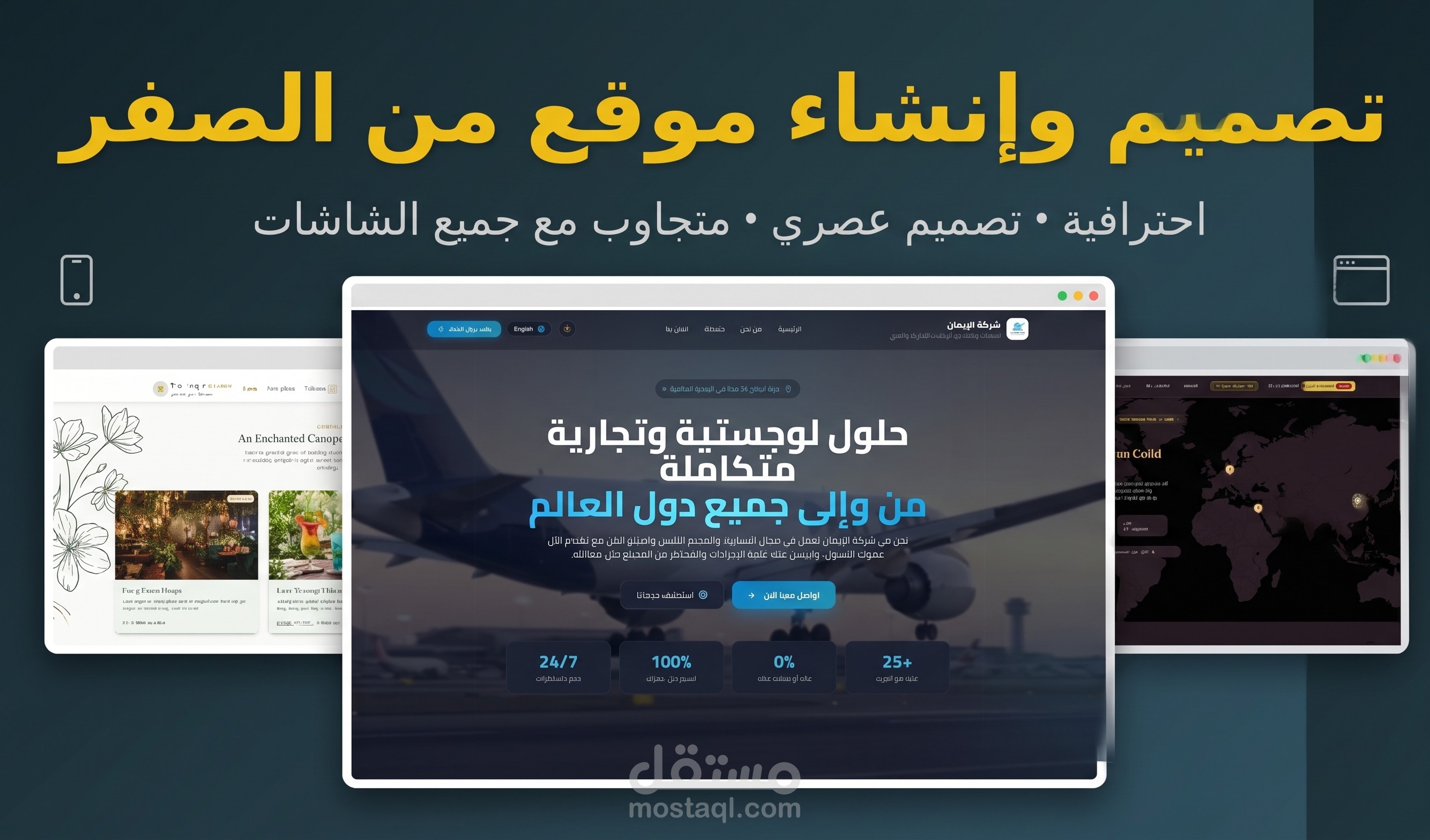 تصميم وبرمجة موقع ويب احترافي متجاوب (Front-End & Full Stack