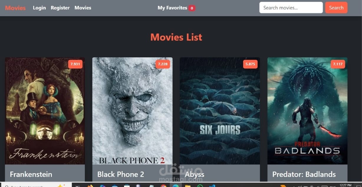 مشروع Movies App (React + API)