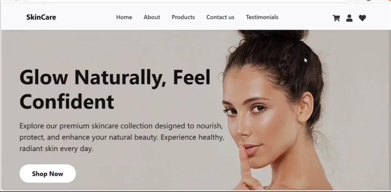 قمت بتصميم وتطوير موقع خاص بمنتجات العناية بالبشرة (Skincare) باستخدام React.js، ليكون موقعًا تفاعليًا وسريع الاستجابة يعكس هوية العلامة التجارية بطريقة أنيقة وعصرية.