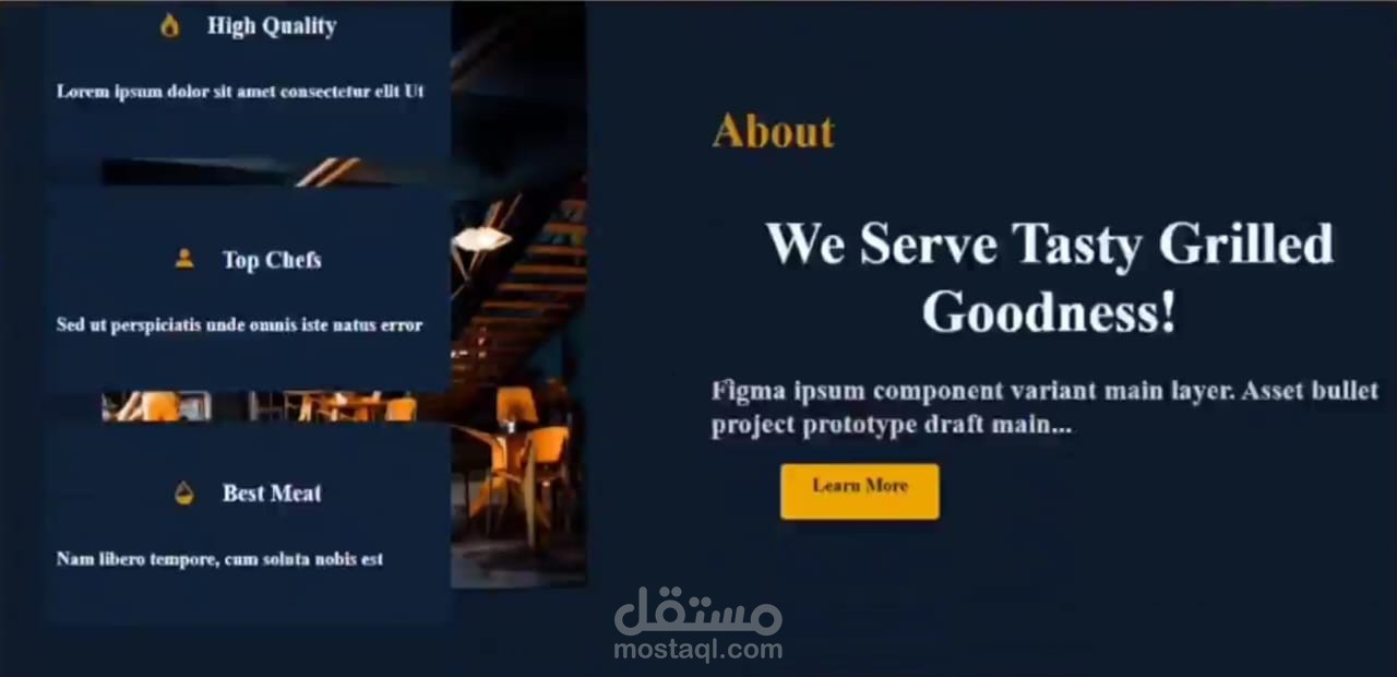 مطعم باستخدام html css bootstrap