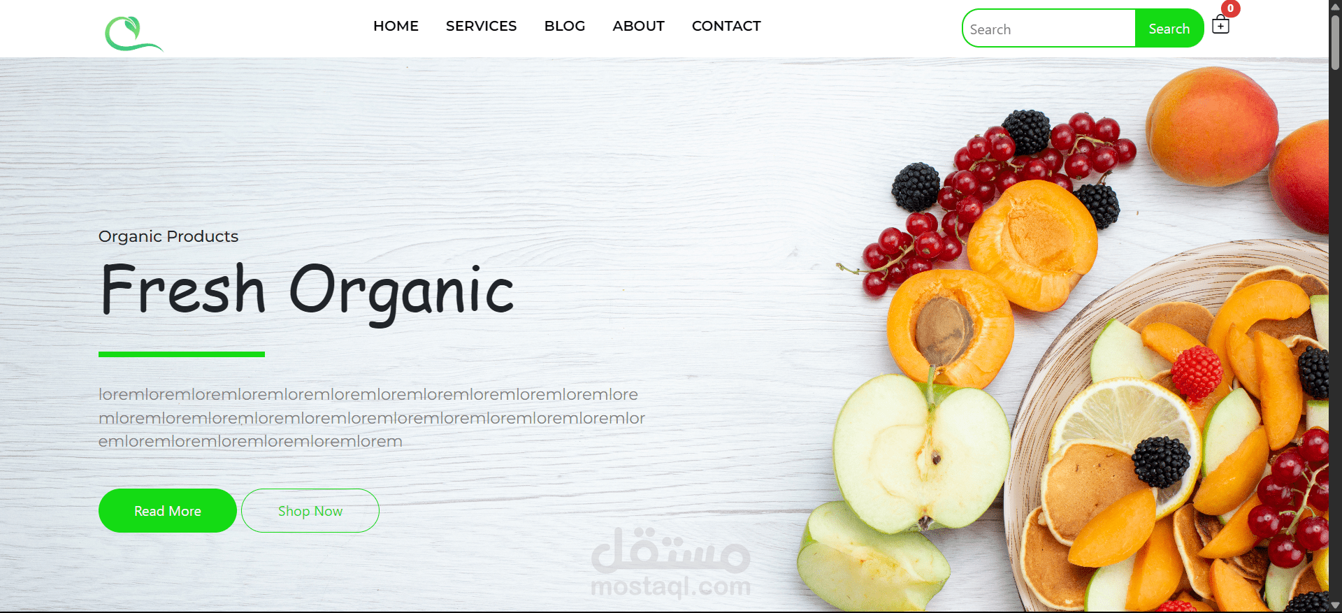 تصميم بسيط لموقع ويب للبيع والتسوق