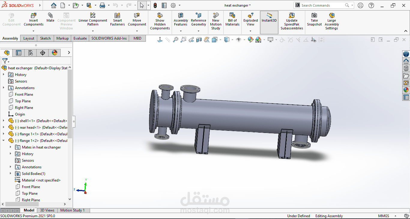 SolidWorks 3D Design for Industrial Heat Exchanger