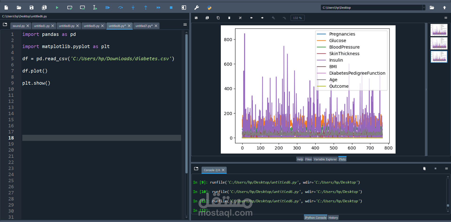 العمل علي dataset باستخدام مكتبات في python