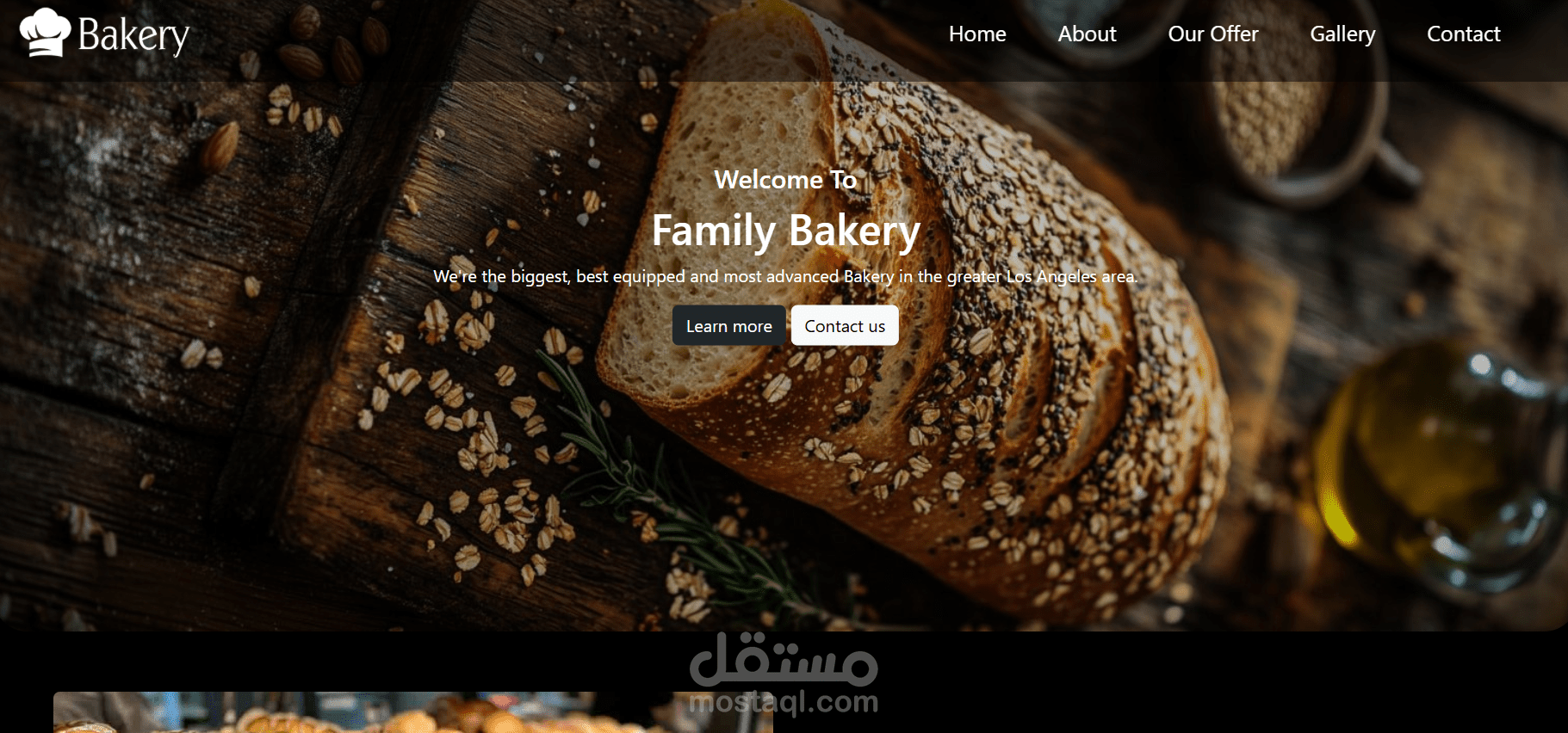 إنشاء موقع Bakery