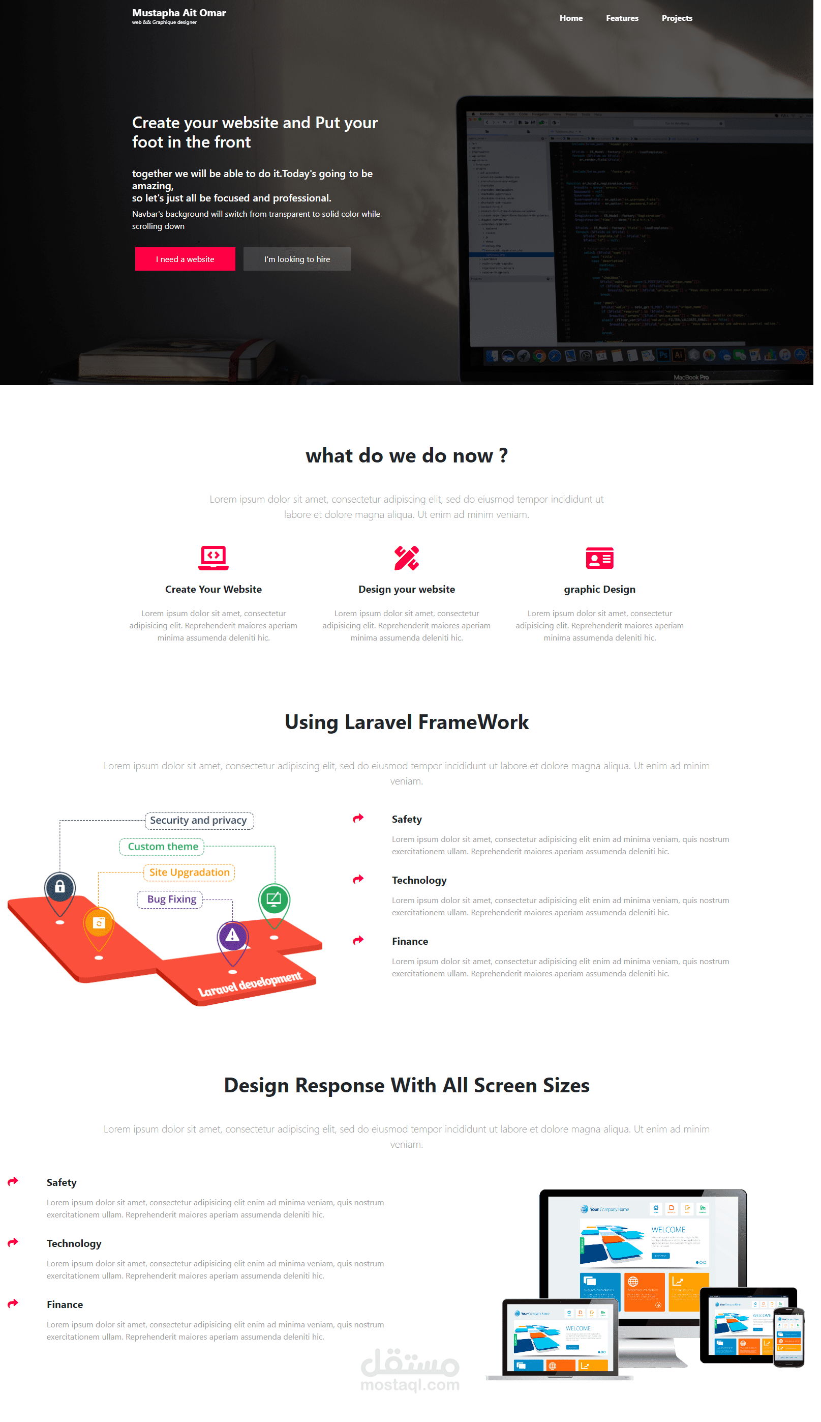 تصميم لموقع اليكتروني