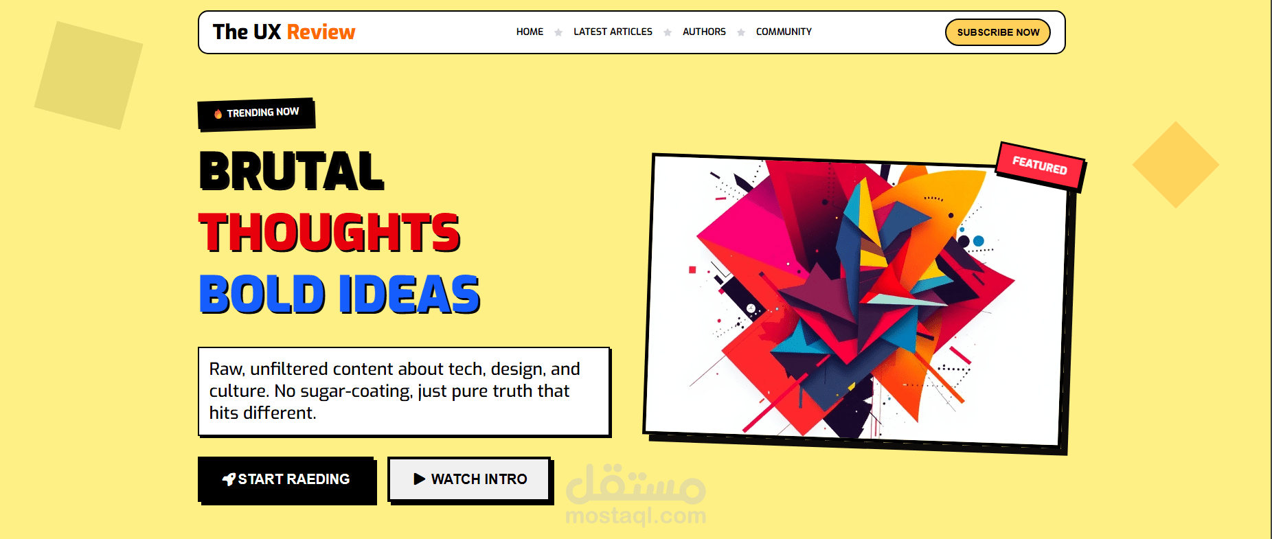 Responsive Brutalist Blog Landing Page – The UX Review