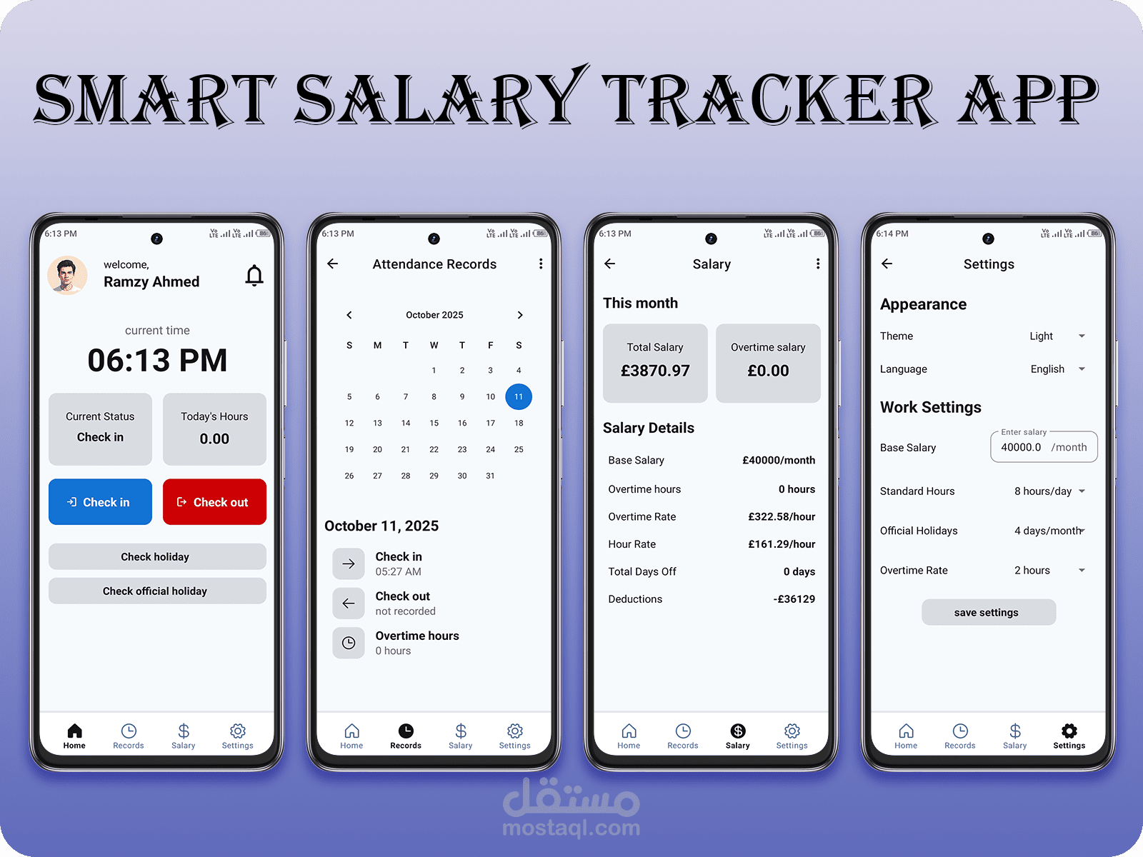 تطبيق متتبع الرواتب وساعات العمل