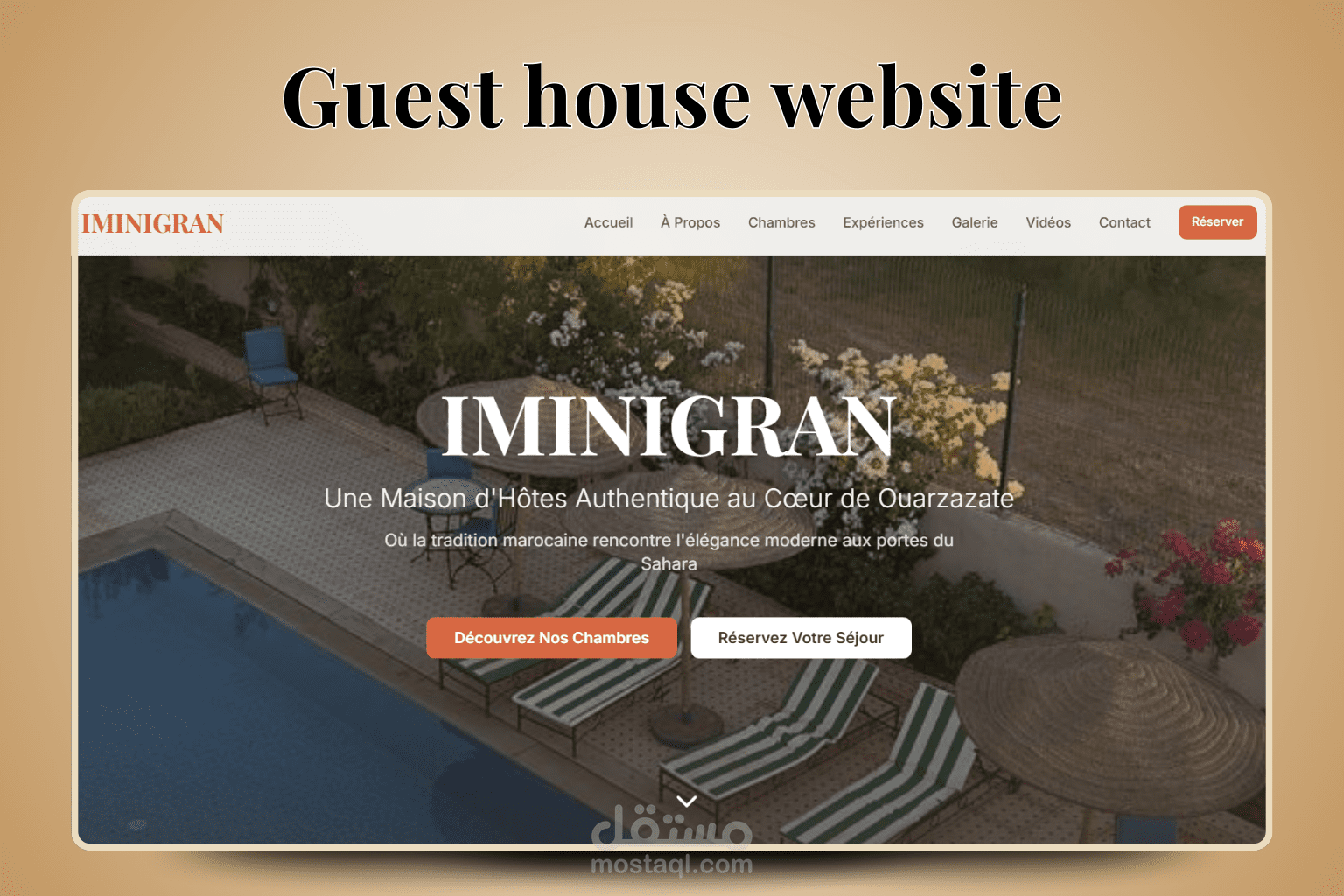 تصميم وتطوير موقع Maison d'Hôtes IMINIGRAN – دار ضيافة أصيلة في وارزازات