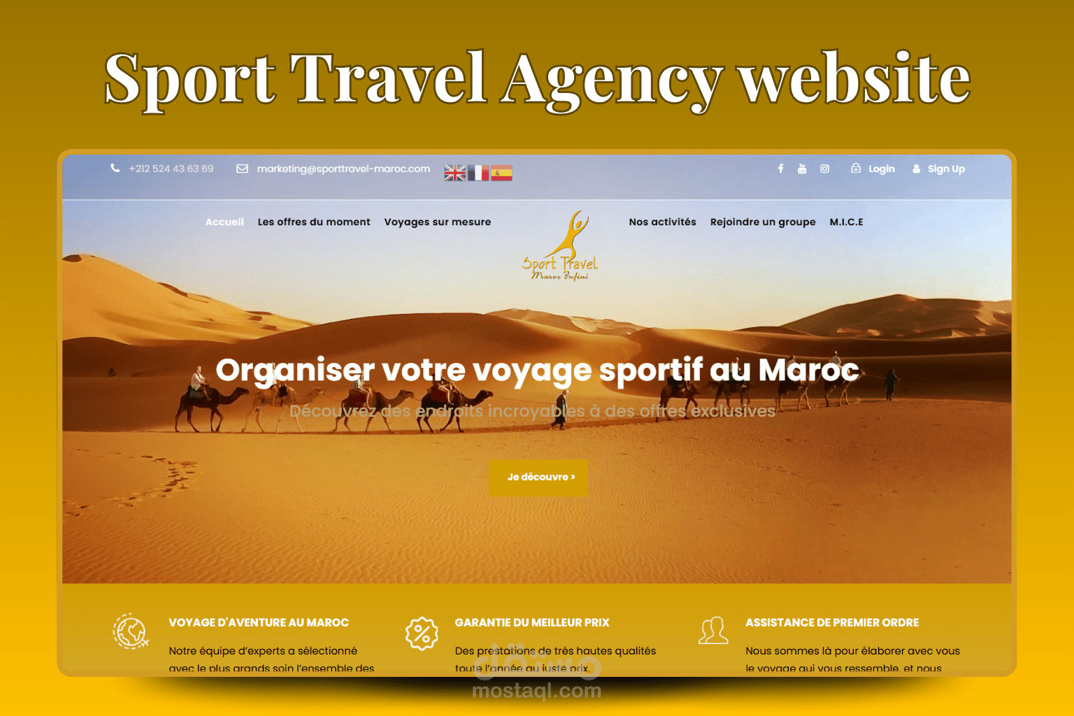 تصميم وتطوير موقع وكالة سياحة Sport Travel Maroc