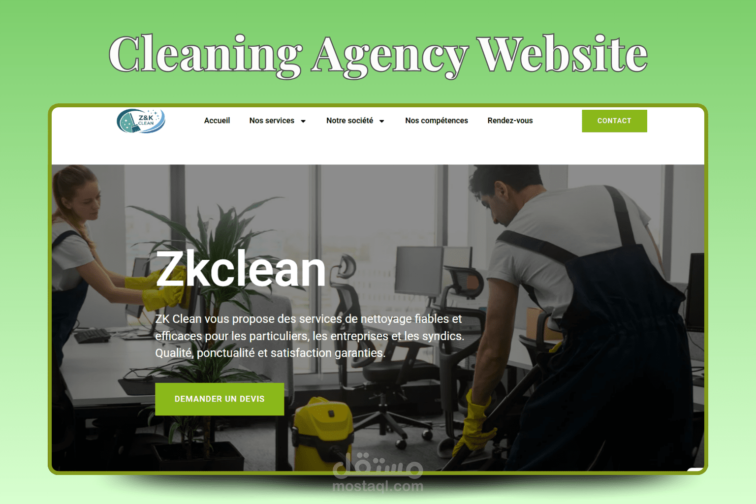 تصميم وتطوير موقع ZKCLEAN – شركة تنظيف احترافية