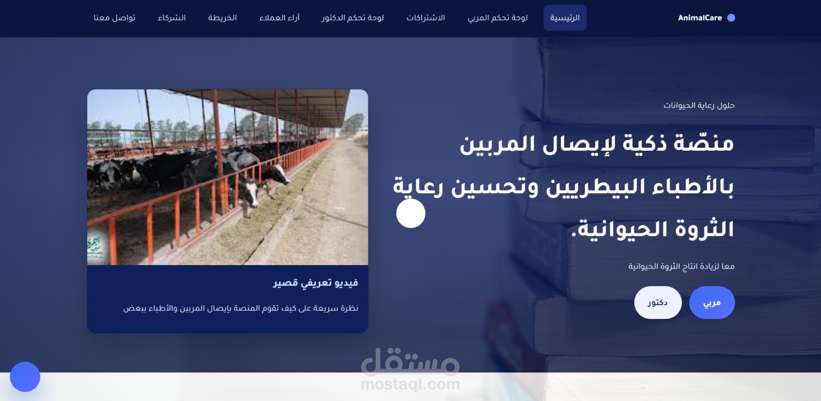 تصميم موقع لشركة في مجال طب بيطري