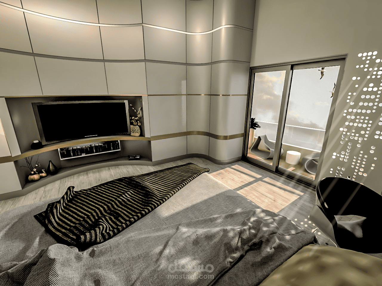 غرفة نوم في فندق