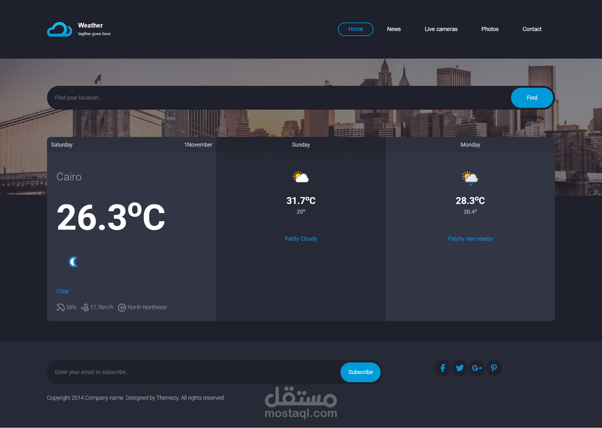 تطبيق الطقس – Weather Forecast Web App