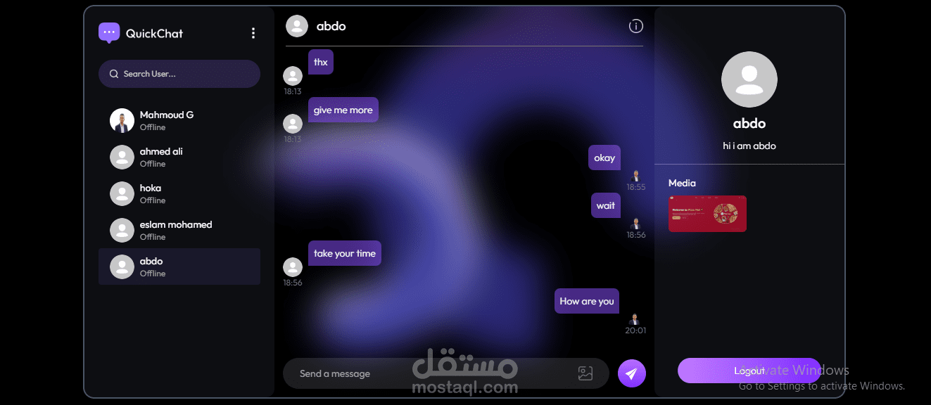Quick-Chat | تطبيق دردشة فورية باستخدام MERN Stack