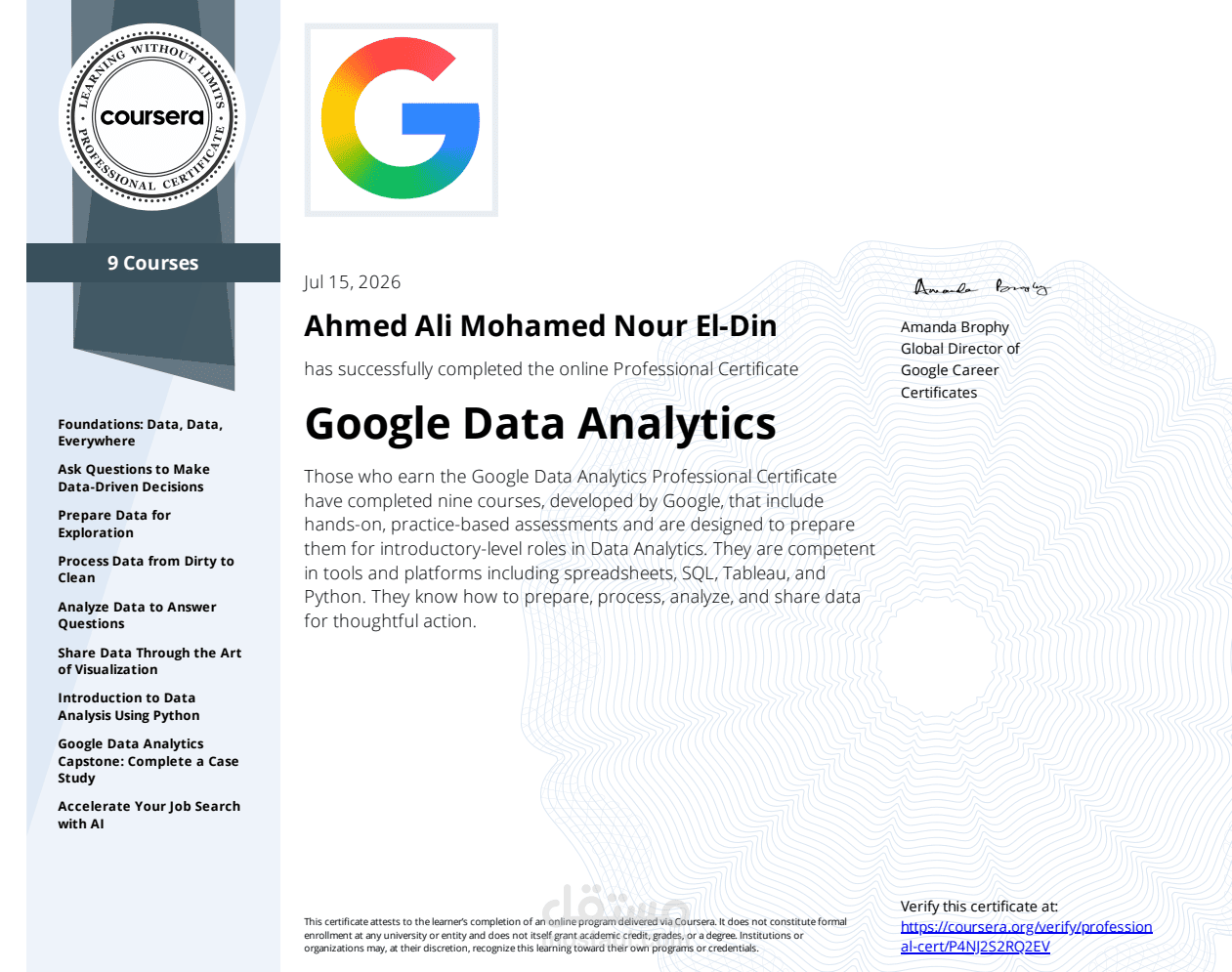 Google Data Analytics Professional Certificate