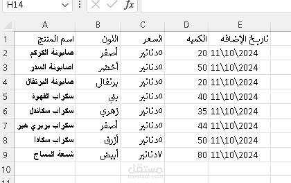تفريغ قائمة منتجات شموع وصابون