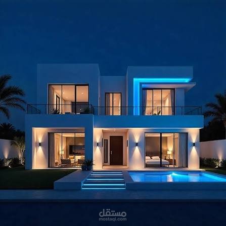 تصميم واجهه خارجيه لفيلا