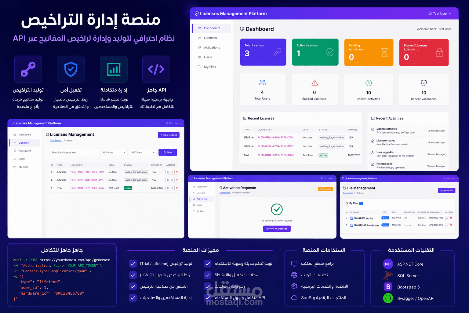برنامج لتوليد تراخيص مفاتيح عن طريق API