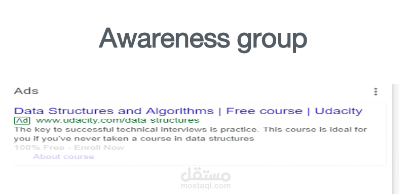 حملة إعلانية على جوجل Google AdWords للتسويق لدورة تدريبية