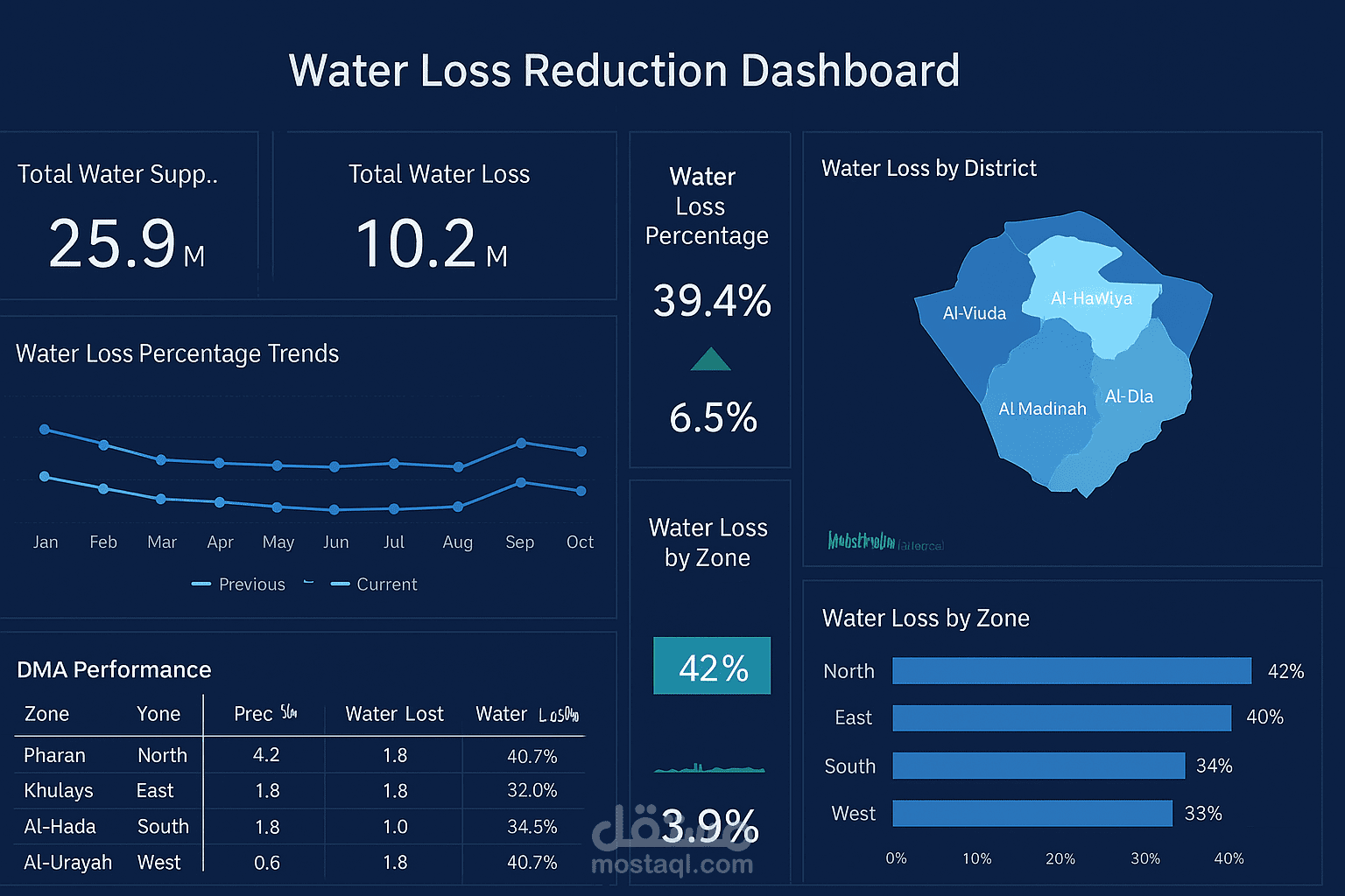 Water Loss Reduction Dashboard – Power BI