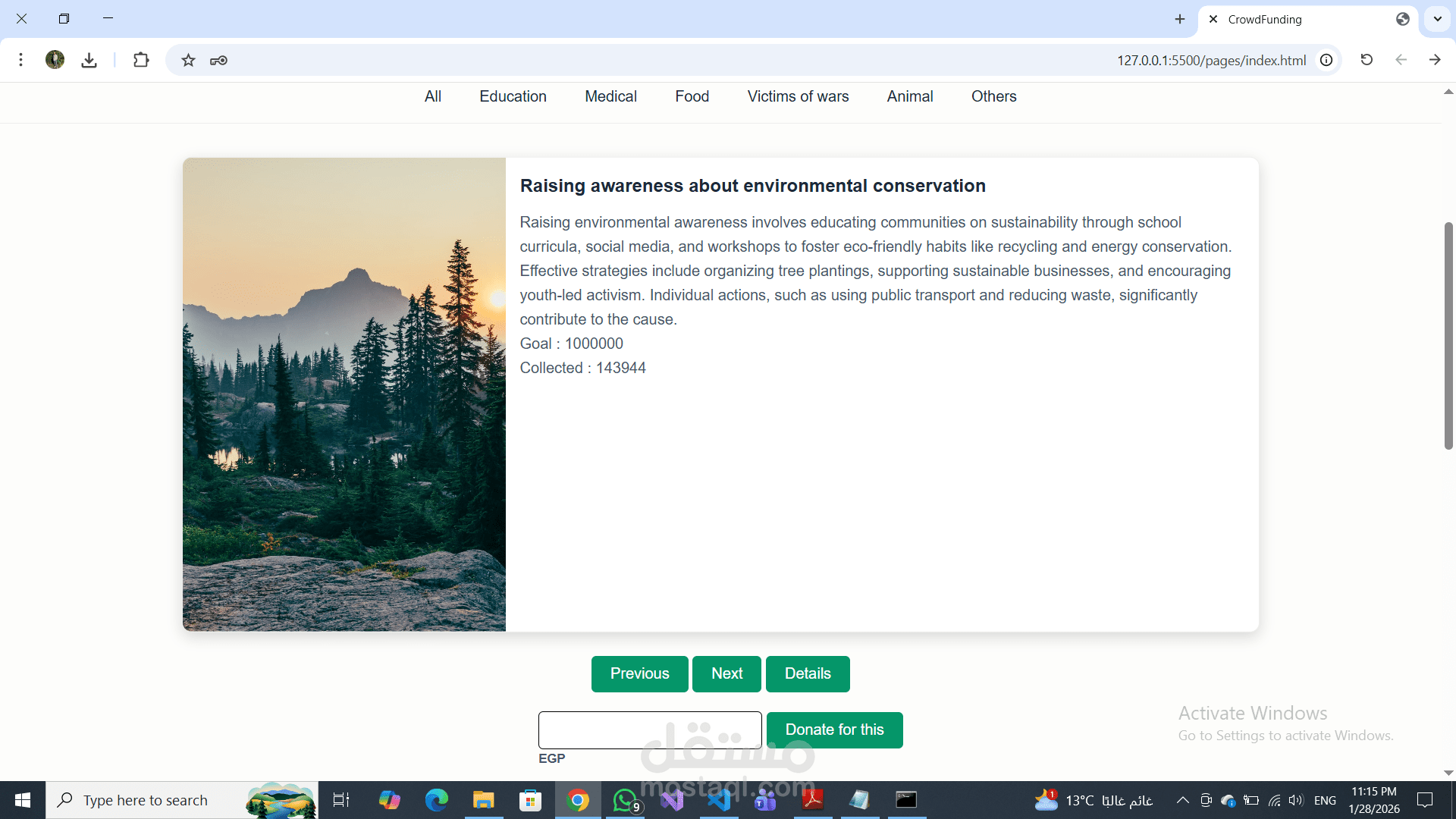 CrowdFunding platform using HTML , CSS , JavaScript