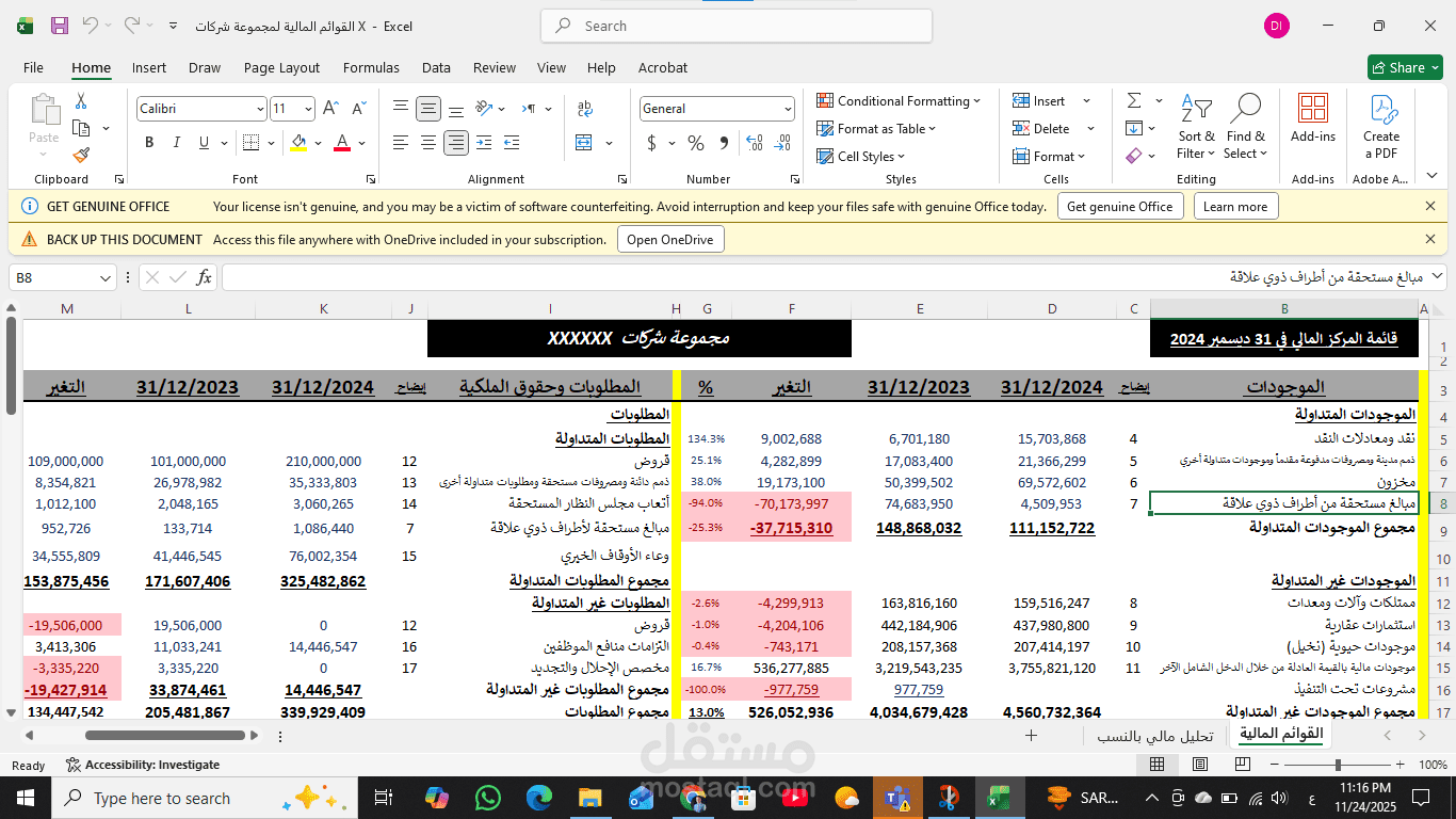إعداد القوائم المالية الموحدة والحسابات الختامية لشركة قابضة كبري والشركات التابعة لها في المملكة العربية السعودية ، مع عمل تحليل مالي