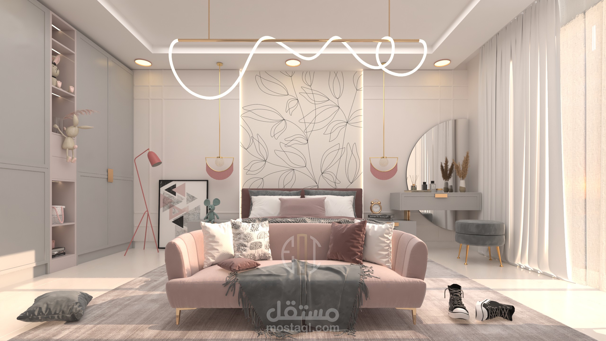 تصميم داخلي لغرفة نوم عصرية لطفلة