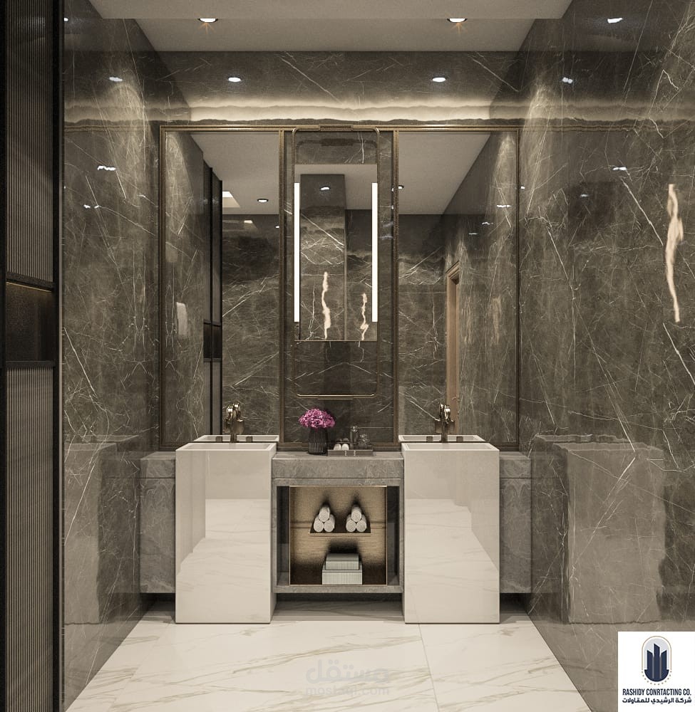 تصميم 3D لحمام إداري بشركه إيديتا مصر