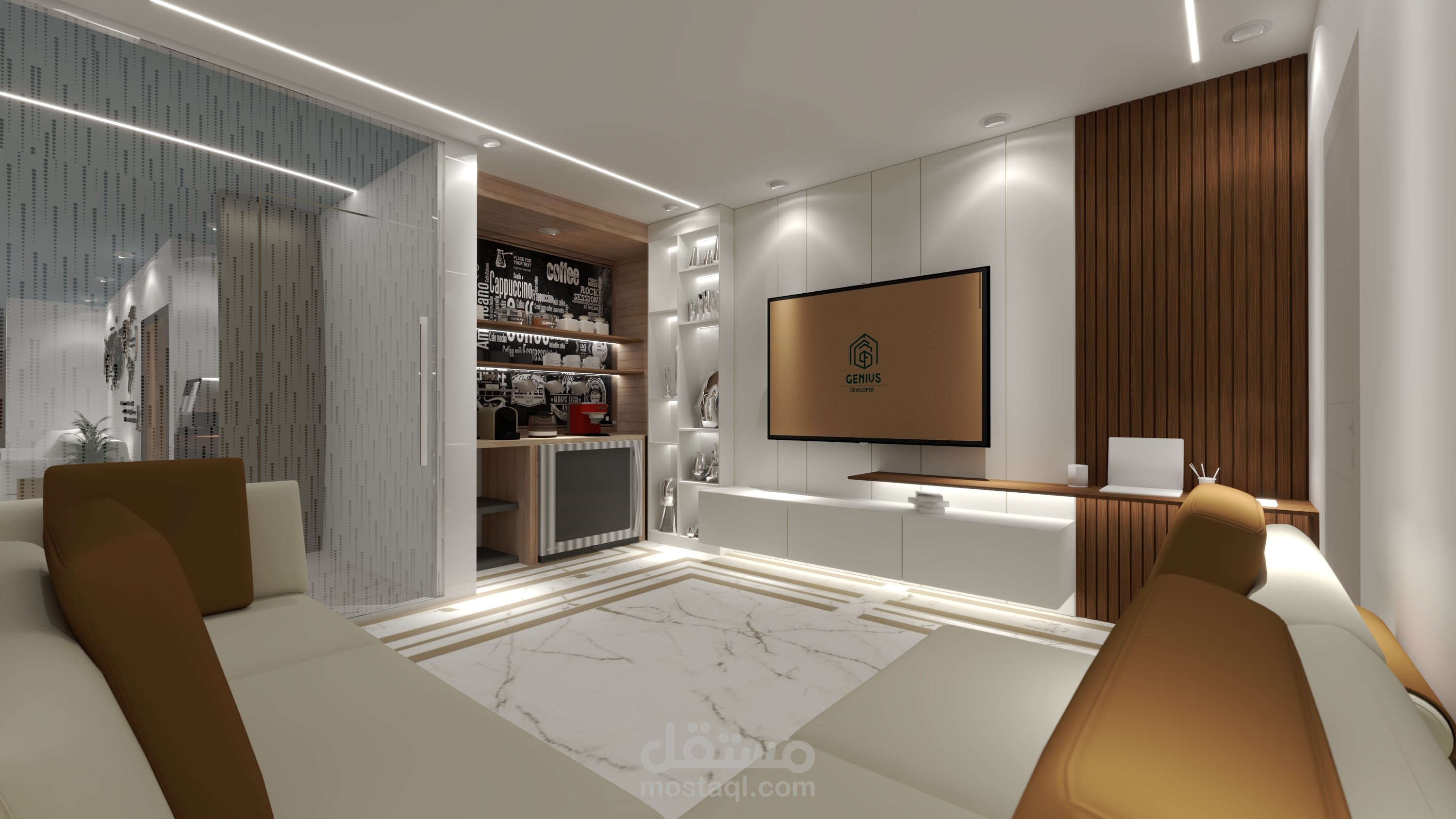 تصميم لاستراحه مدير و مكتب سكلرتاريه بالرياض