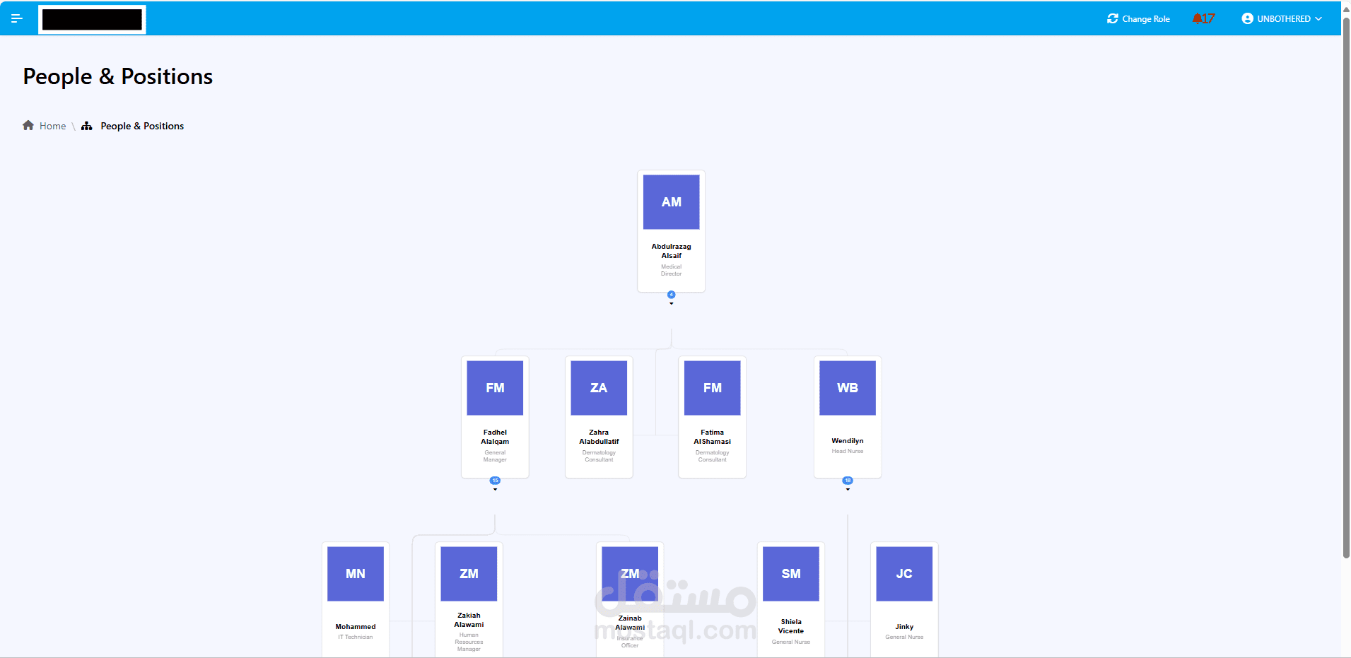 بناء صفحة الهيكل التنظيمي (المخطط الهيكلي) في برنامج إدارة الموارد البشرية
