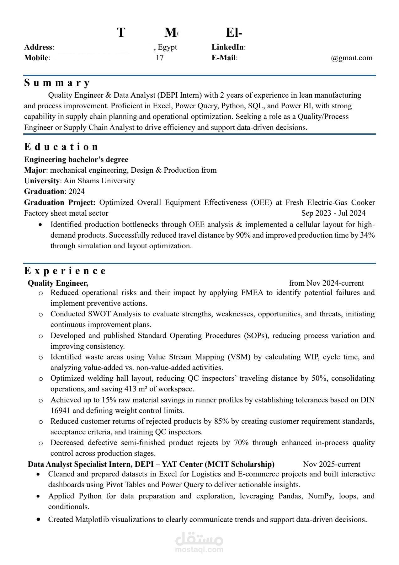 تصميم وكتابة سيرة ذاتية (CV) احترافية