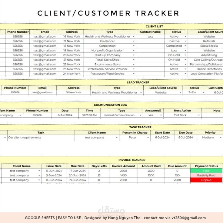 نظام تتبع وإدارة مبيعات العملاء (Google Sheets)"