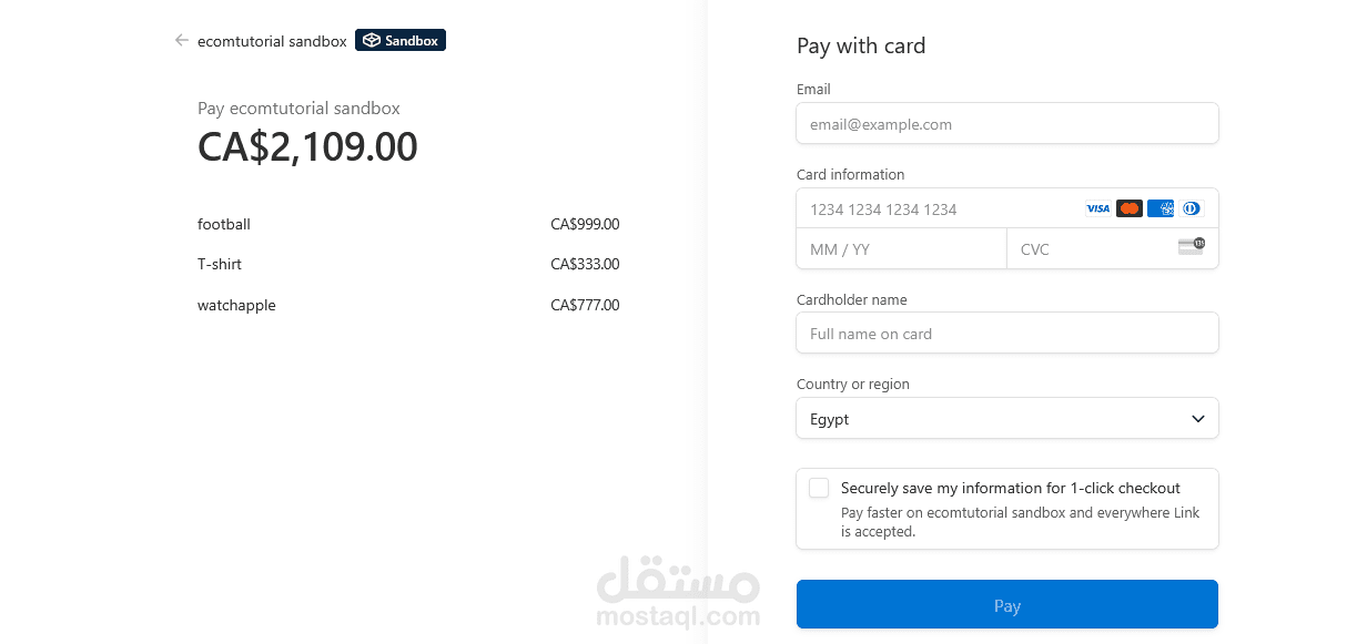 متجر إلكتروني متكامل — Next.js + Stripe