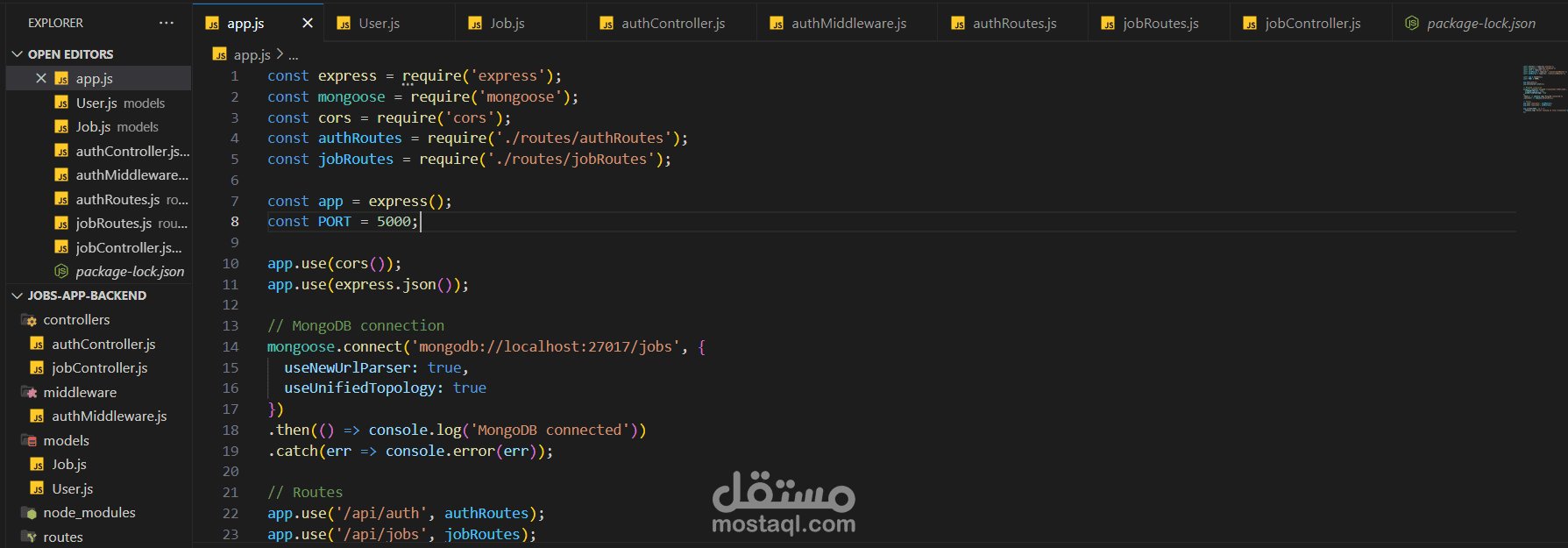 secure back end for jobs web application