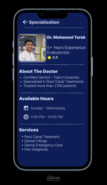 UI for dental clinic