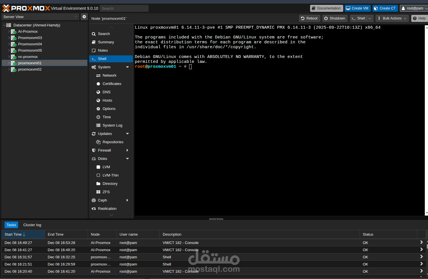 إعداد وبناء بيئة Proxmox متكاملة مع Virtual Machines و Containers