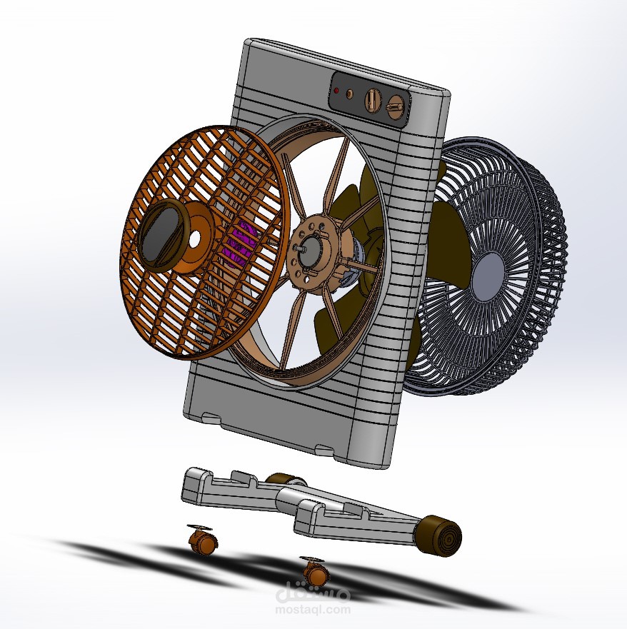 مشروع تصميم مروحة منزلية على برنامج solidworks 2025