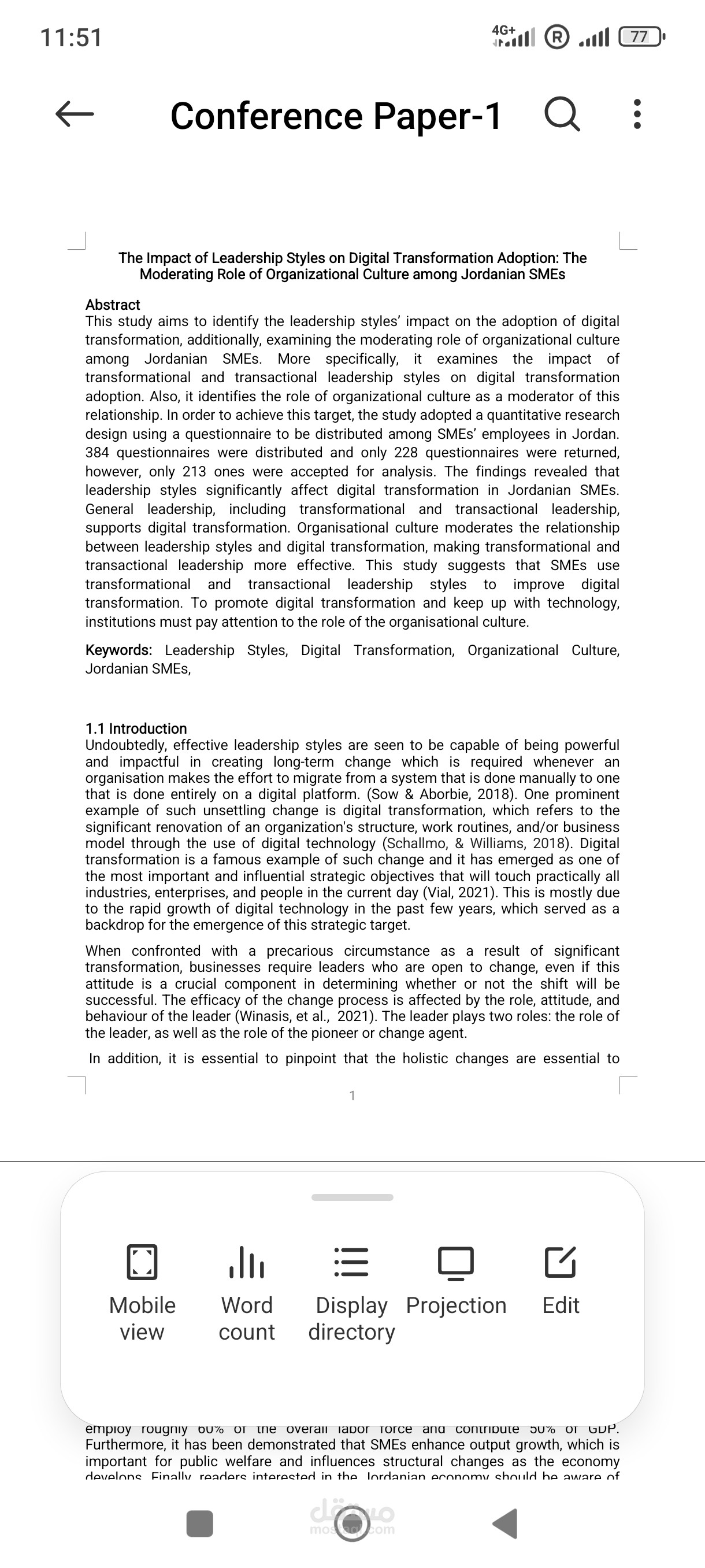 The Impact of Leadership Styles on Digital Transformation Adoption: The Moderating Role of Organizational Culture among Jordanian SMEs