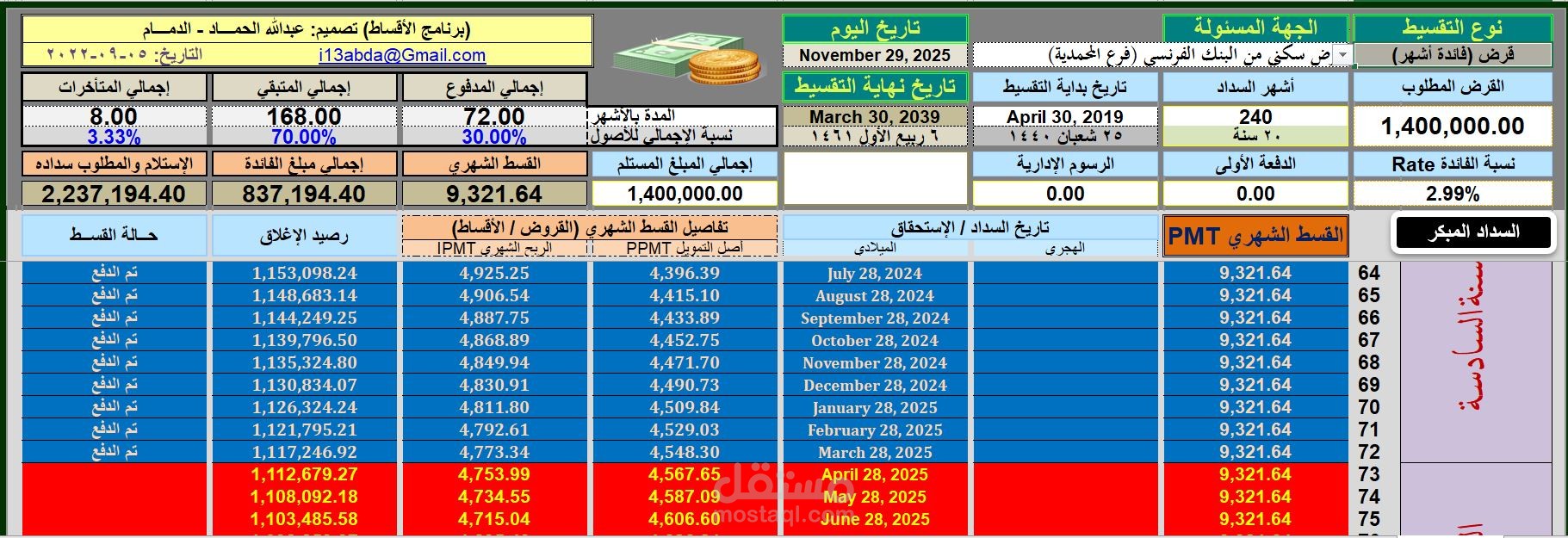 برنامج الأقساط