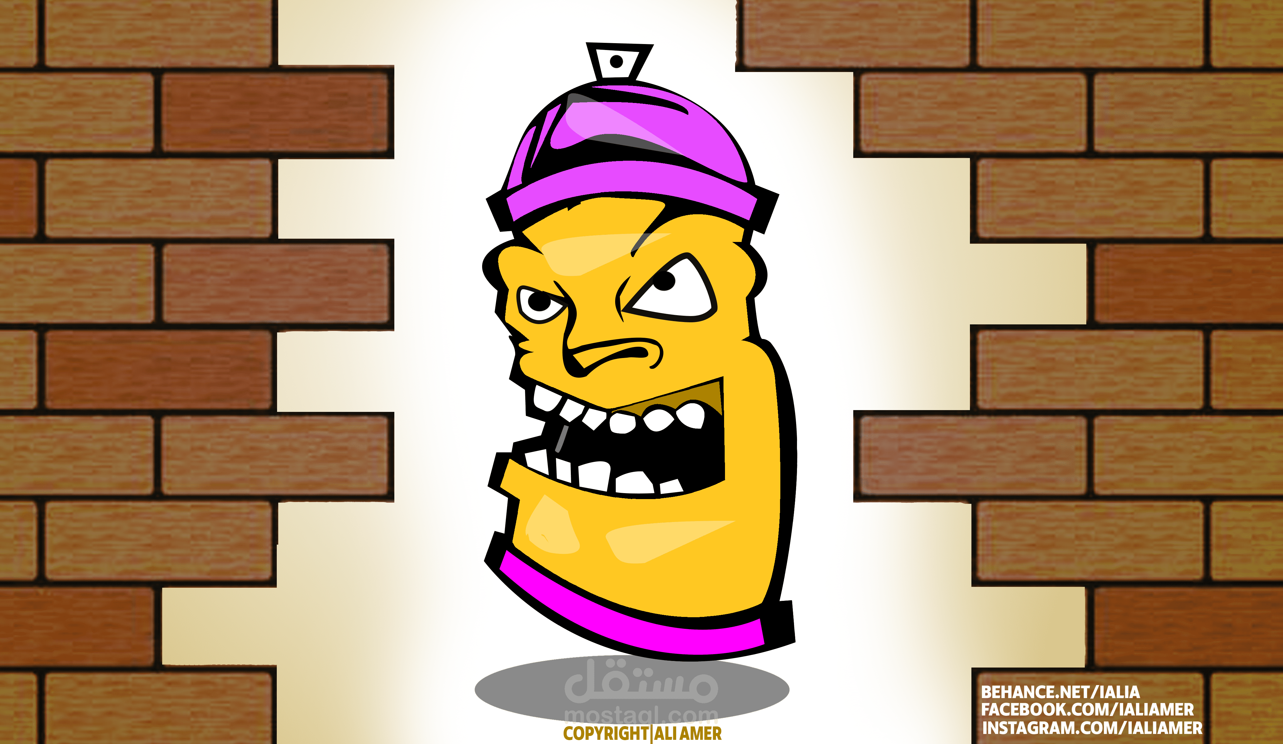 رسم علبة طلاء بخاخ غاضب angry spray