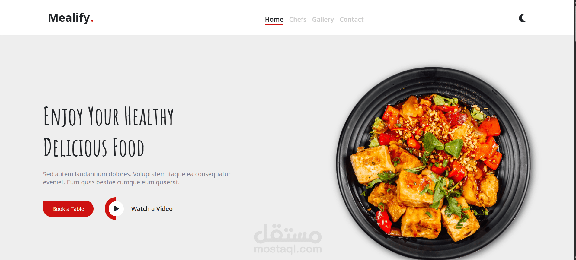 صفحة هبوط احترافية لمطعم Mealify