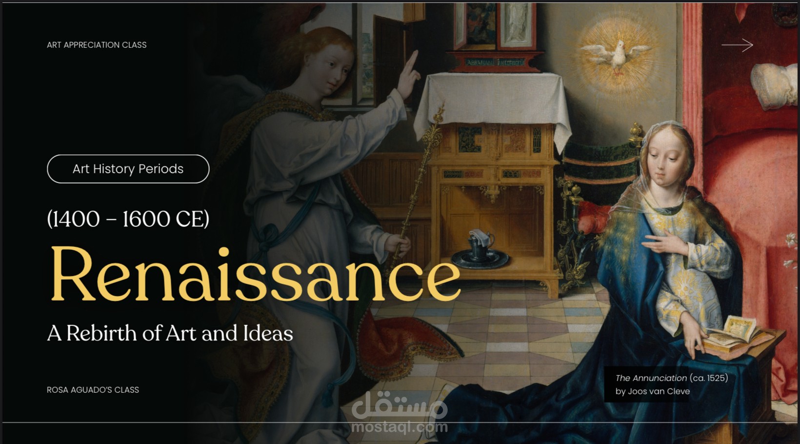 “ولادة جديدة للفن والأفكار” (A Rebirth of Art and Ideas)
