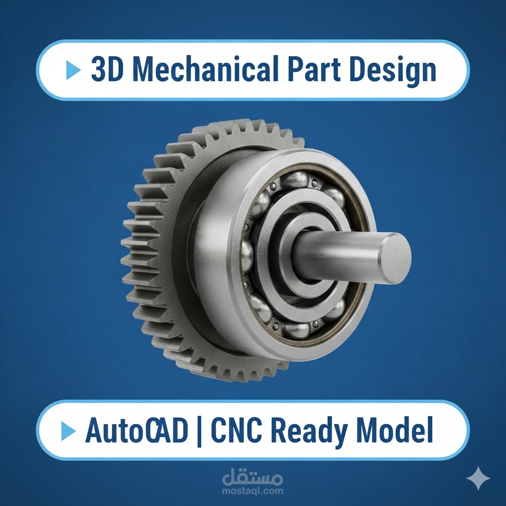 نموذج ثلاثي الأبعاد لقطعة ميكانيكية دقيقة (3D Mechanical Part)