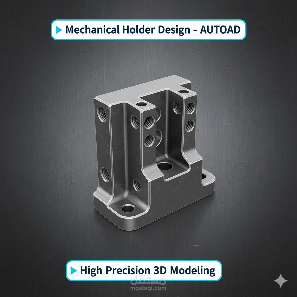 تصميم حامل ميكانيكي متعدد الأجزاء باستخدام AutoCAD